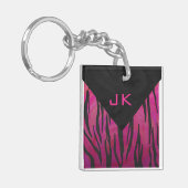 Monogram Tiger Hot Pink en Black Print Pattern Sleutelhanger (Voorkant Links)