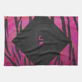 Monogram Tiger Hot Pink en Black Print Pattern Theedoek (Horizontaal)