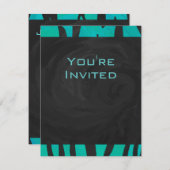 Monogram tijger - zwart en Blauwgroen afdrukpatroo Kaart (Voorkant / Achterkant)