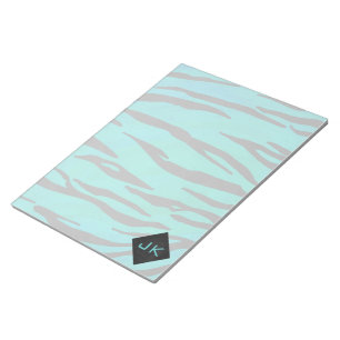 Monogram tijger - zwart en Blauwgroen afdrukpatroo Notitieblok