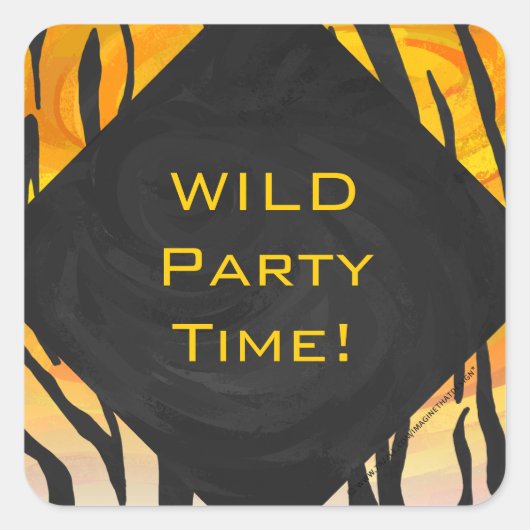 Monogram tijger zwart en Oranje printpatroon Vierkante Sticker (Voorkant)