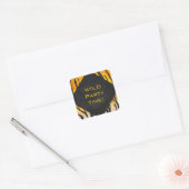 Monogram tijger zwart en Oranje printpatroon Vierkante Sticker (Envelop)