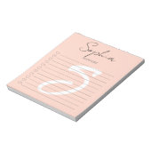 Monogram To Do Lijst Hand Script Roze Notitieblok (Gedraaid)