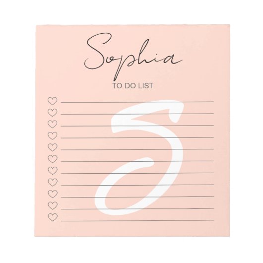 Monogram To Do Lijst Hand Script Roze Notitieblok (Voorkant)