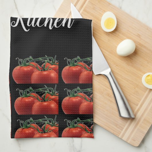 Monogram Tomato Pattern Kitchen Hand Towel Theedoek (Quarter Fold)
