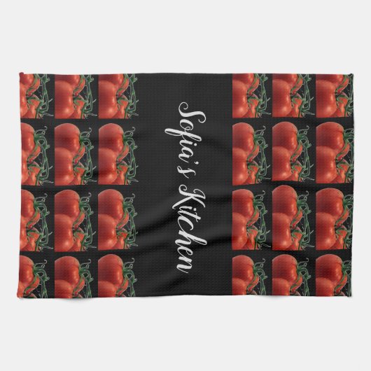 Monogram Tomato Pattern Kitchen Hand Towel Theedoek (Horizontaal)