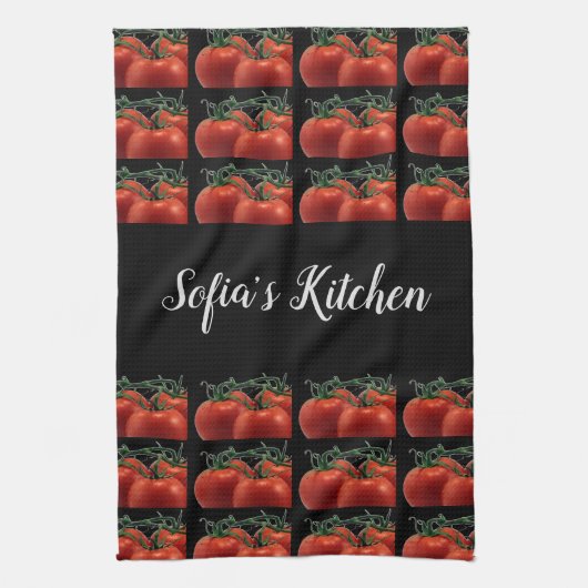 Monogram Tomato Pattern Kitchen Hand Towel Theedoek (Verticaal)