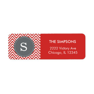 monogram Tomato Red White Zigzag Gray Etiket