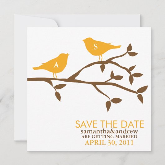 Monogram Tortelduifjes Weddenschap Opslaan Datum Save The Date (Voorkant)