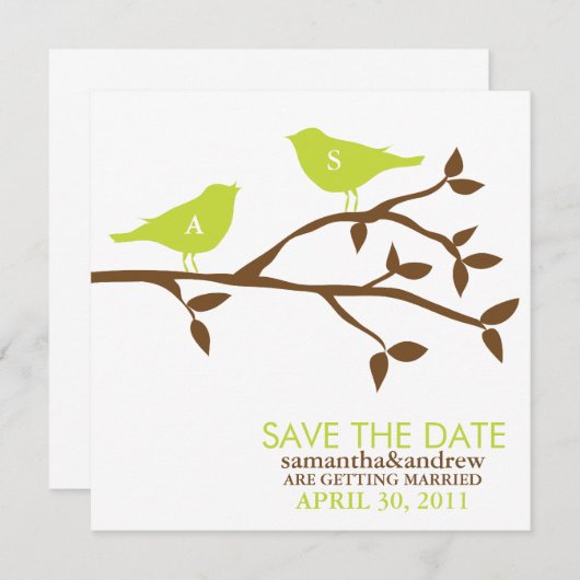 Monogram Tortelduifjes Weddenschap Sla de datumkaa Kaart (Voorkant / Achterkant)