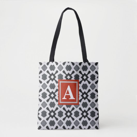 Monogram | Tote Bag met zwart-wit patroon (Voorkant)