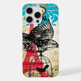Monogram Tour Eiffel oiseaux vintage damassé iPhon