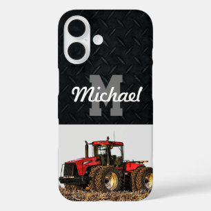 Monogram Tractor Farming Tillage Mannen Apparatuur iPhone 16 Hoesje