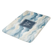 Monogram Tranquil Blauw en Wit Golfpatroonbad Badmat (Gekanteld)