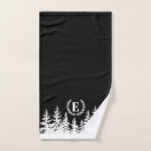 Monogram Trees Bath Towel Set Black and White Bad Handdoek (Handdoek)