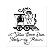 Monogram Trein Kerstboom Levering Rubberstempel (Afrduk)