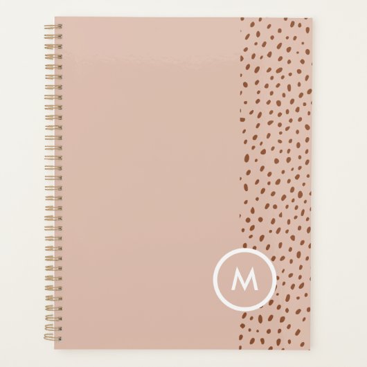 Monogram Trendy Beige & Terracotta Stippen 2024 Planner (Voorkant)