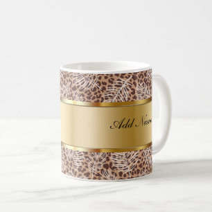 Monogram Trendy Coffee Mugs Leopard Pattern Koffiemok