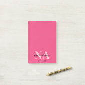 Monogram Trendy Esthetisch Hot Pink Large Custom Post-it® Notes (Op bureau)