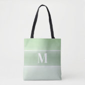 Monogram Trendy Initiaal Stijlvolle Groene Stripes Draagtas (Voorkant)