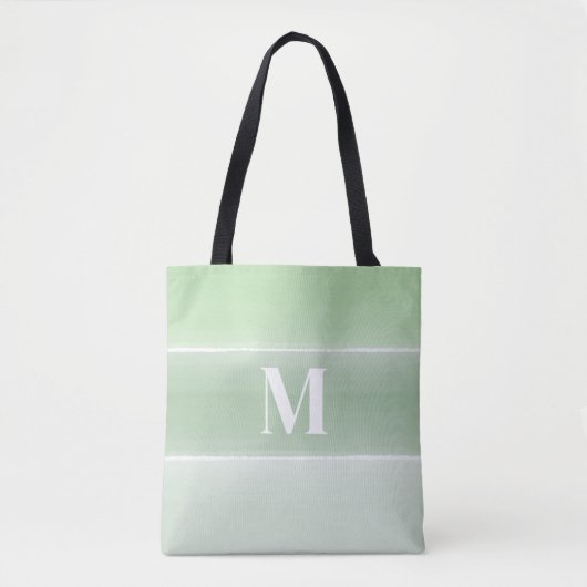 Monogram Trendy Initiaal Stijlvolle Groene Stripes Draagtas (Voorkant)