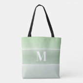 Monogram Trendy Initiaal Stijlvolle Groene Stripes Draagtas (Achterkant)