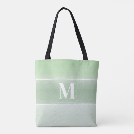 Monogram Trendy Initiaal Stijlvolle Groene Stripes Draagtas (Achterkant)