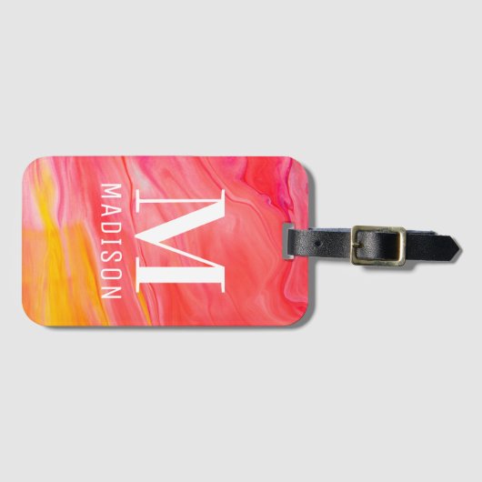 Monogram Trendy Modern Girly Chic Abstract Stijlvo Bagagelabel (Voorkant (horizontaal))