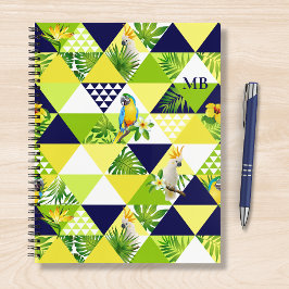 Monogram Trendy Tropical Cockatau Parrot Floral Notitieboek