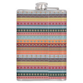 Monogram Tribal Colorful Geometric Pattern Flask Heupfles (Achterkant)