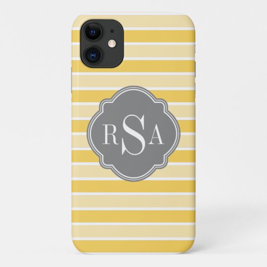 Monogram Trio Yellow Stripes Pattern Case-Mate iPhone Case (Achterkant)