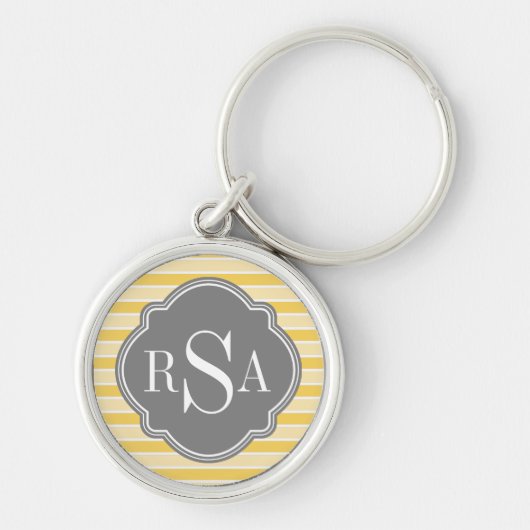 Monogram Trio Yellow Stripes Pattern Sleutelhanger (Voorkant)