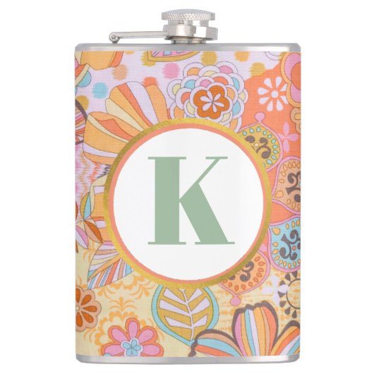 Monogram Trippy Nostalgische Floral Mood Heupfles (Voorkant)