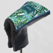 Monogram Tropical Greenery Pattern Monstera Leaf Golfheadcover (3/4 voorkant)