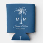 Monogram Tropical Palm Tree Personalized Blikjeskoeler (Achterkant)