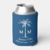Monogram Tropical Palm Tree Personalized Name Blikjeskoeler (Blikje Voorkant)