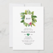 Monogram Tropical Summer Beach Couples Shower Kaart (Voorkant)