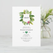 Monogram Tropical Summer Beach Couples Shower Kaart (Staand voorkant)