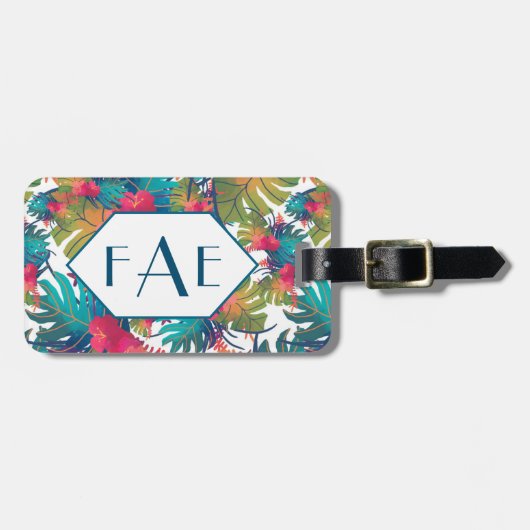 Monogram tropisch Bagagelabel (Voorkant horizontaal)