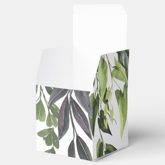 Monogram Tropisch Bladerwerk Minimaal ontwerp Bedankdoosjes (Geopend)
