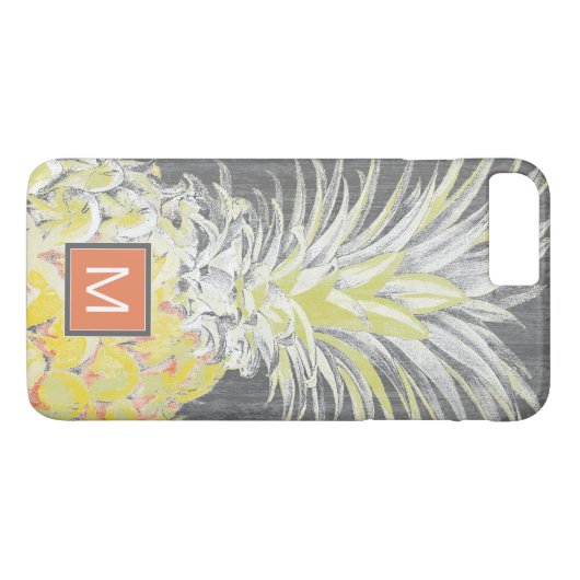 Monogram | Tropisch geel dennappel Case-Mate iPhone Case (Achterkant (Horizontaal))