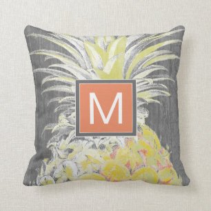 Monogram Tropisch Gele Ananas Kussen