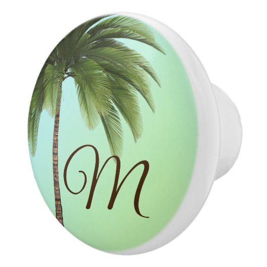 Monogram tropisch palm elegant stijlvol groen keramische knop (Rechts)