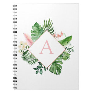 Monogram Tropisch Palm Groen Wit Botanisch Notitieboek