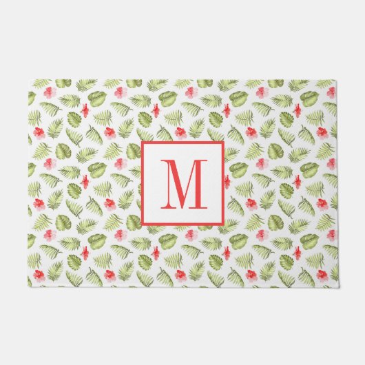 Monogram Tropisch Palm Leaves Patroon Deurmat (Voorkant)