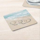 Monogram tropisch strand vierkante kartonnen onderzetter (Schuin)