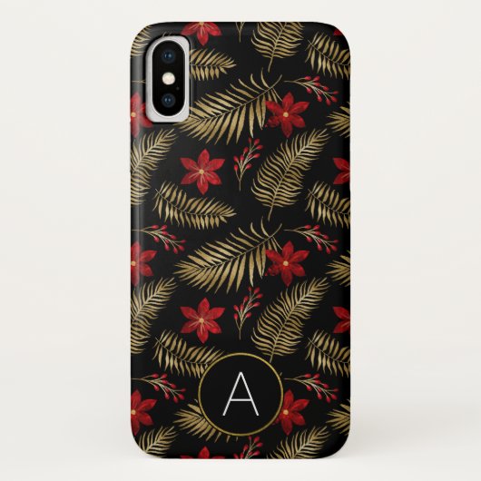 Monogram Tropisch Zwart en Goud Bladfolie Case-Mate iPhone Case (Achterkant)