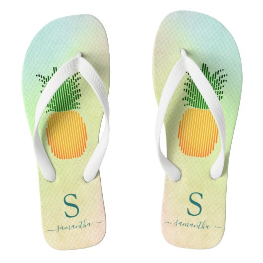 Monogram Tropische Ananas Zomer Teenslippers (Voetbed)