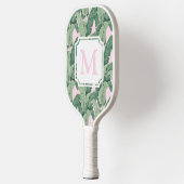 Monogram tropische bananenbladeren | Stripes Pickleball Paddle (Links)