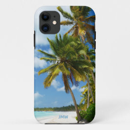 Monogram Tropische Beach Palm Trees iPhone 11 Hoesje
